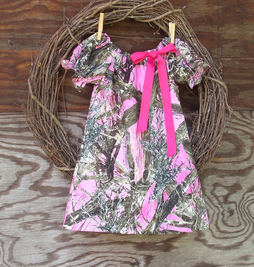 Girls Pink Camo Dress Camo Peasant Dress Camouflage dress
