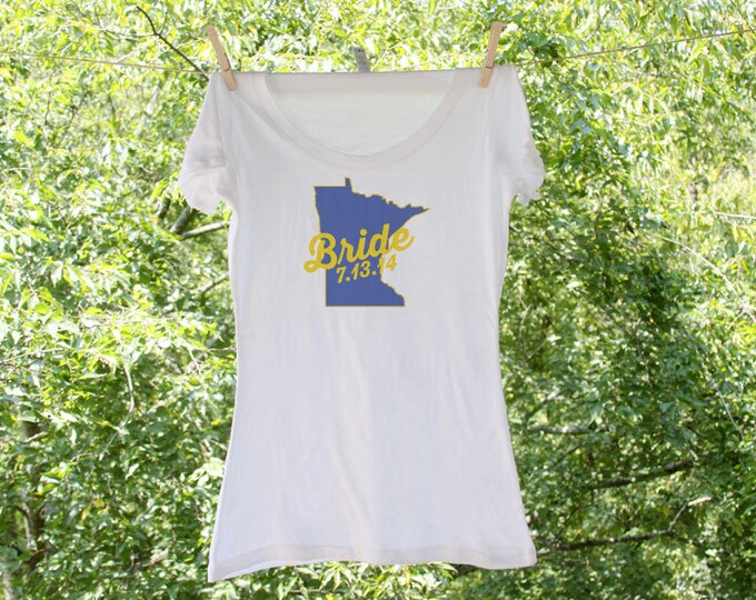 Minnesota State Bride with wedding date (can personalize with wedding colors) - Scoop, Vneck or Tank - GC