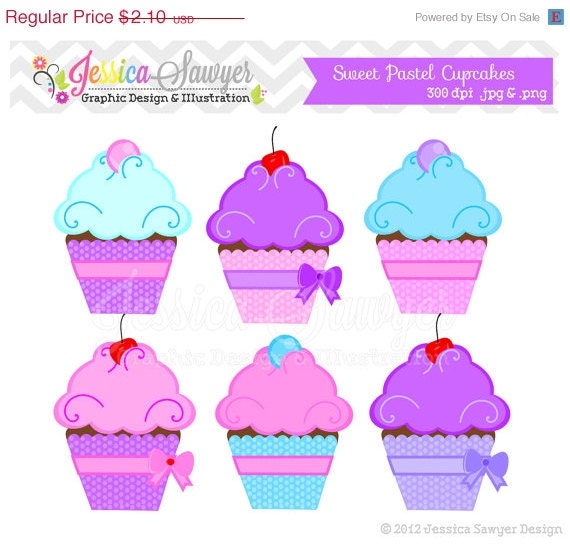 50% OFF - cupcake clip art - birthday clip art - commercial use - personal use - invitations - logo - printable - scrapbook INSTANT DOWNLOAD Il_570xn