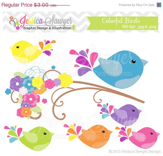 50% OFF - INSTANT DOWNLOAD, bird clip art - bird clipart - graphic - image - digital element - scrapbooking - commercial use - colorful Il_570xn