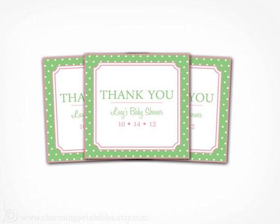 Thank You Labels - Polka Dot - Custom Colors - PRINTABLE PDF File Favor Tags for Weddings, Bridal or Baby Showers, Birthday Parties Il_570xn