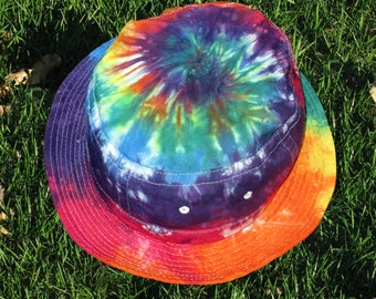 Tie-Dye Bucket Hat in Rainbow Swirls