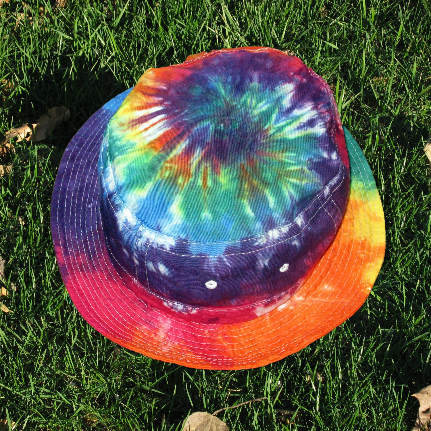 Tie-Dye Bucket Hat in Rainbow Swirls and by RainbowMoonTieDye