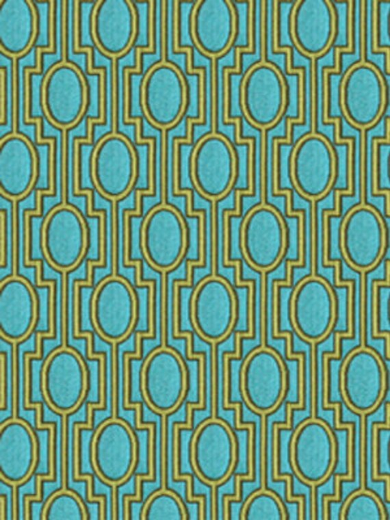 Turquoise Upholstery Fabric Geometric Fabric by PopDecorFabrics
