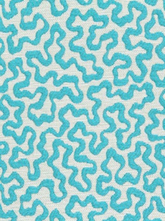 Contemporary Turquoise Upholstery Fabric Woven Textured