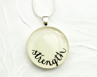 Strength Necklace - Inspirational Gift, Word Jewelry, Affirmation Jewelry, Unique Word Pendant, Handmade Necklace, New Year's Resolution