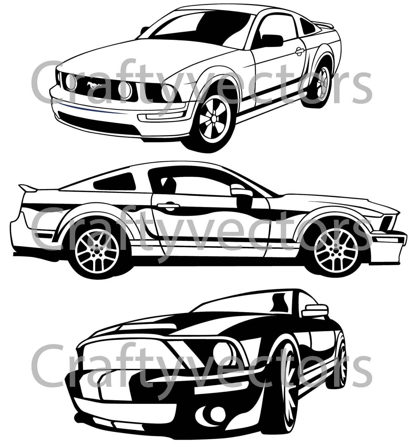 Download Ford Mustang vector SVG cut file