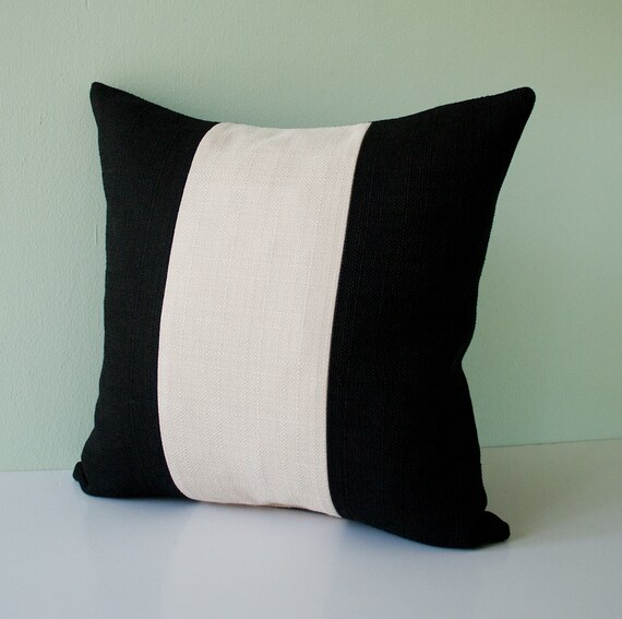 Black and beige ivory off white stripes decorative throw