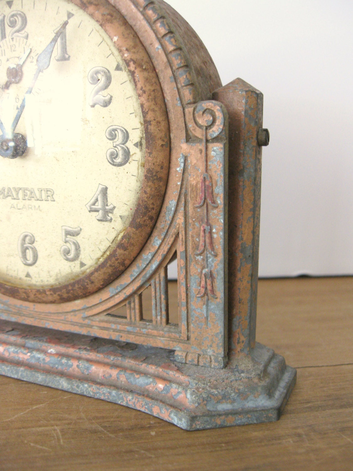 Antique Alarm Clock Cast Iron Clock with Ornate Design