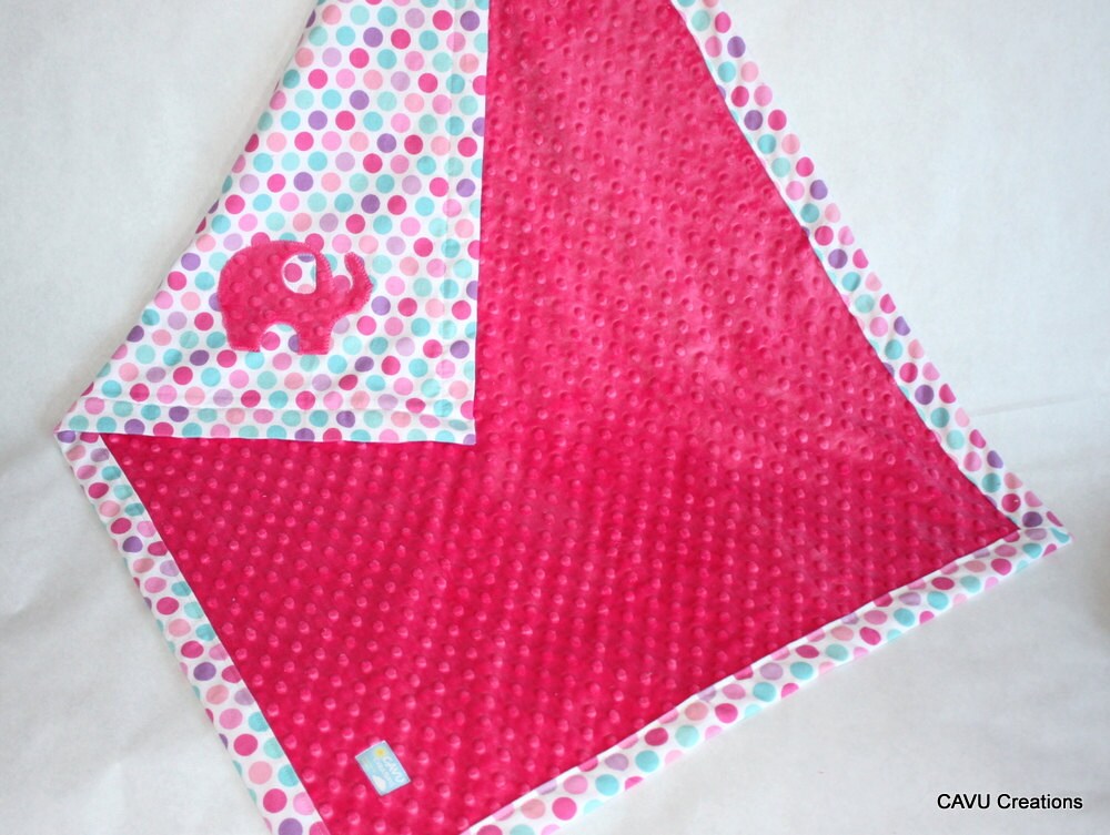 Baby Gear Galore Hot Pink Minky Baby Blanket with Polka Dots and