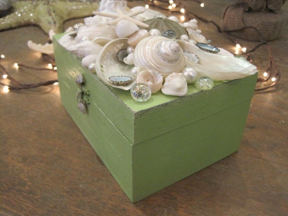 Beach Decor Seashell Jewelry Box Jewelry Box by LiveCoastal