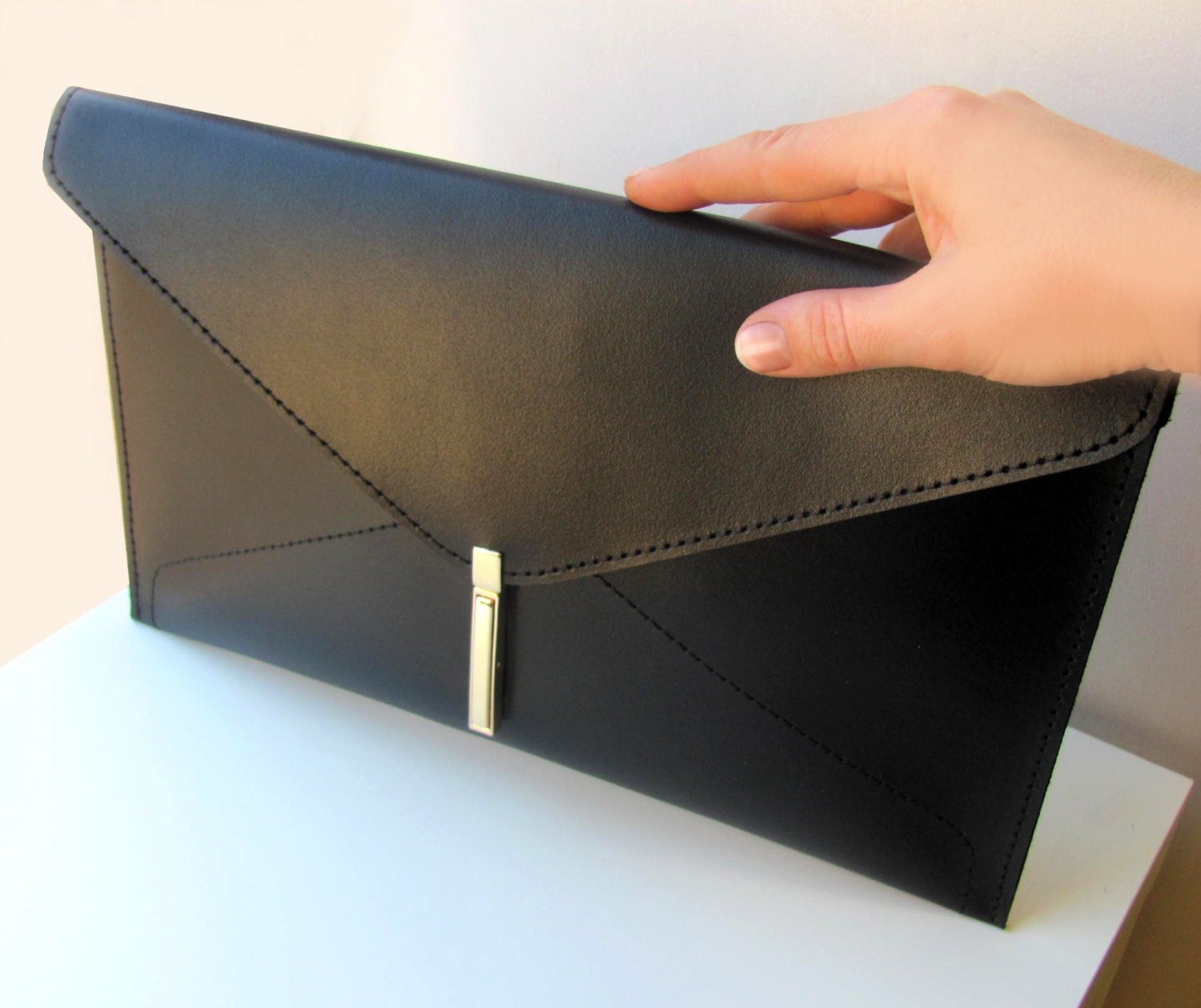 black leather envelope