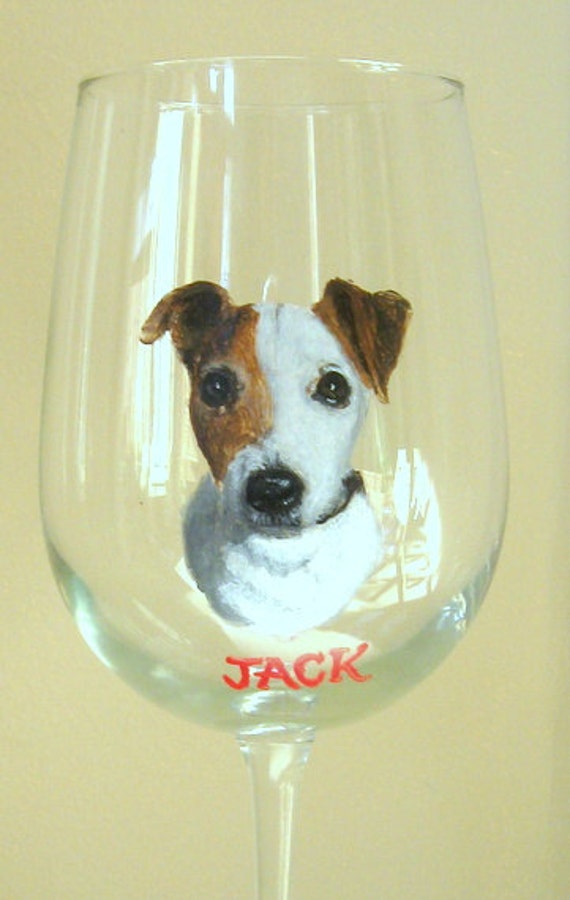 Painted Glassware Wine Glass Jack Russell Terrier Pet