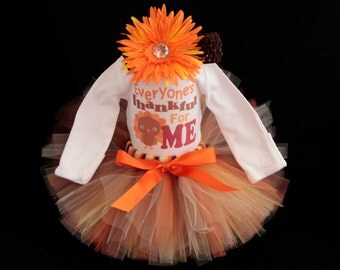 Baby's First Thanksgiving Outfit - Everyone's Thankful for Me Bodysuit - Baby Girls Outfit - Bodysuit with Tutu - *TG1401