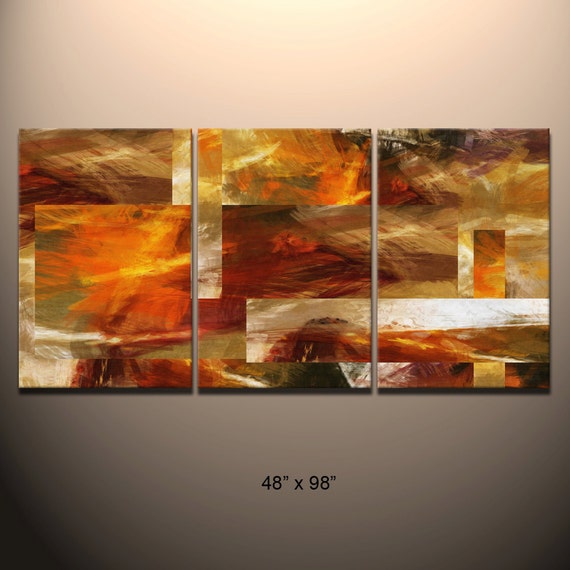 Huge 3 Piece Triptych Abstract Canvas Wall Art Giclee Print