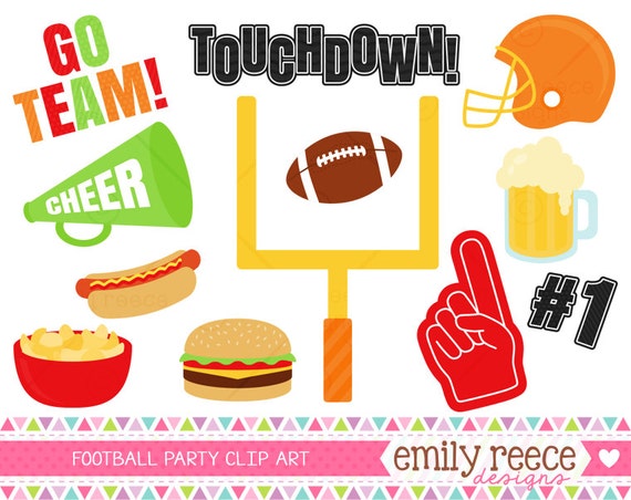 50% Off Sale - Football Party Tailgate Helmet Touchdown Cute Clip Art - Commercial Use - Scrapbooking Invitations Cards - Instant Download Il_570xn