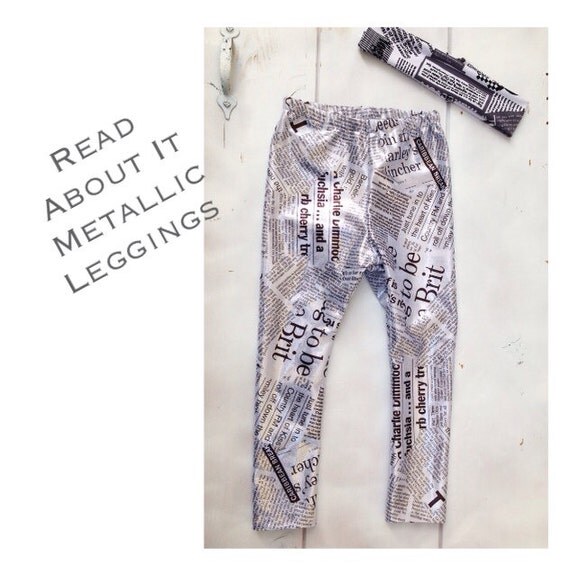 Newspaper Print Leggings Metallic Leggings Baby leggings