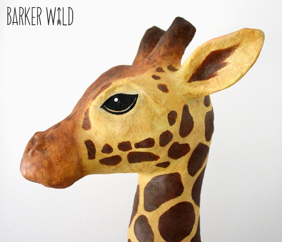 SALE Giraffe Head Wall Art Paper Mache Folk Art Giraffe faux