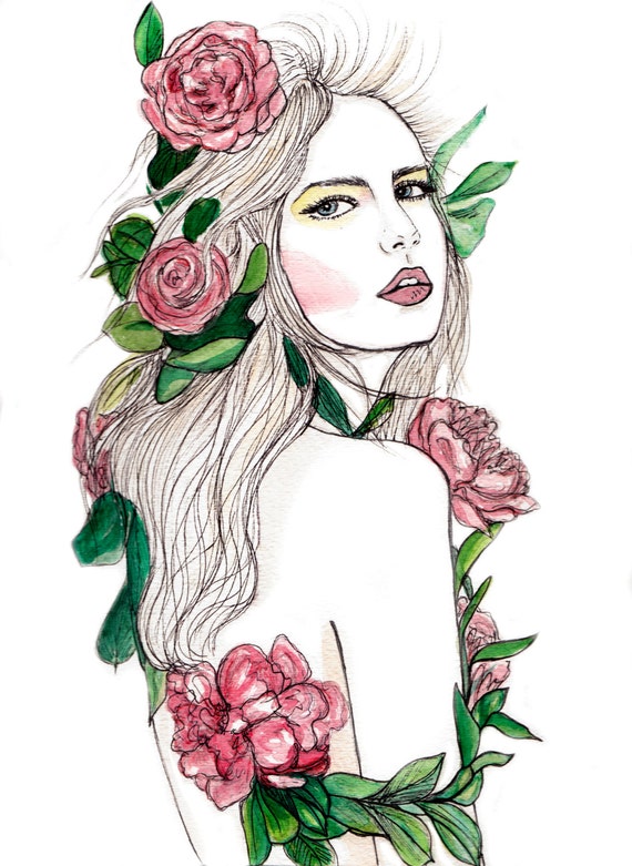 SALE Flora  Fauna  Fashion Illustration Fashion Sketch