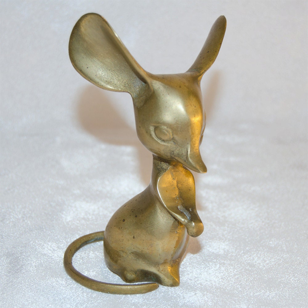 Vintage Brass Mouse Figurine or Paperweight by thewrenskeep