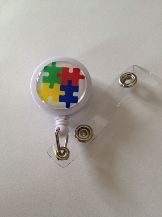 Autism Awareness Themed I.D. Badge Reel by TrulyCharmingJewelry