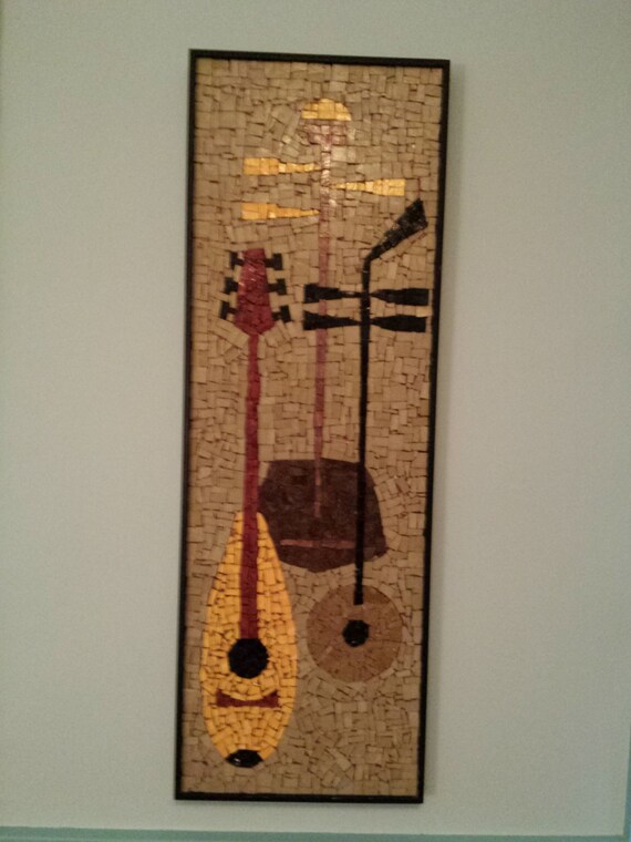 Mid Century Modern MOSAIC STONE Framed ART by TrippedOutAtomic