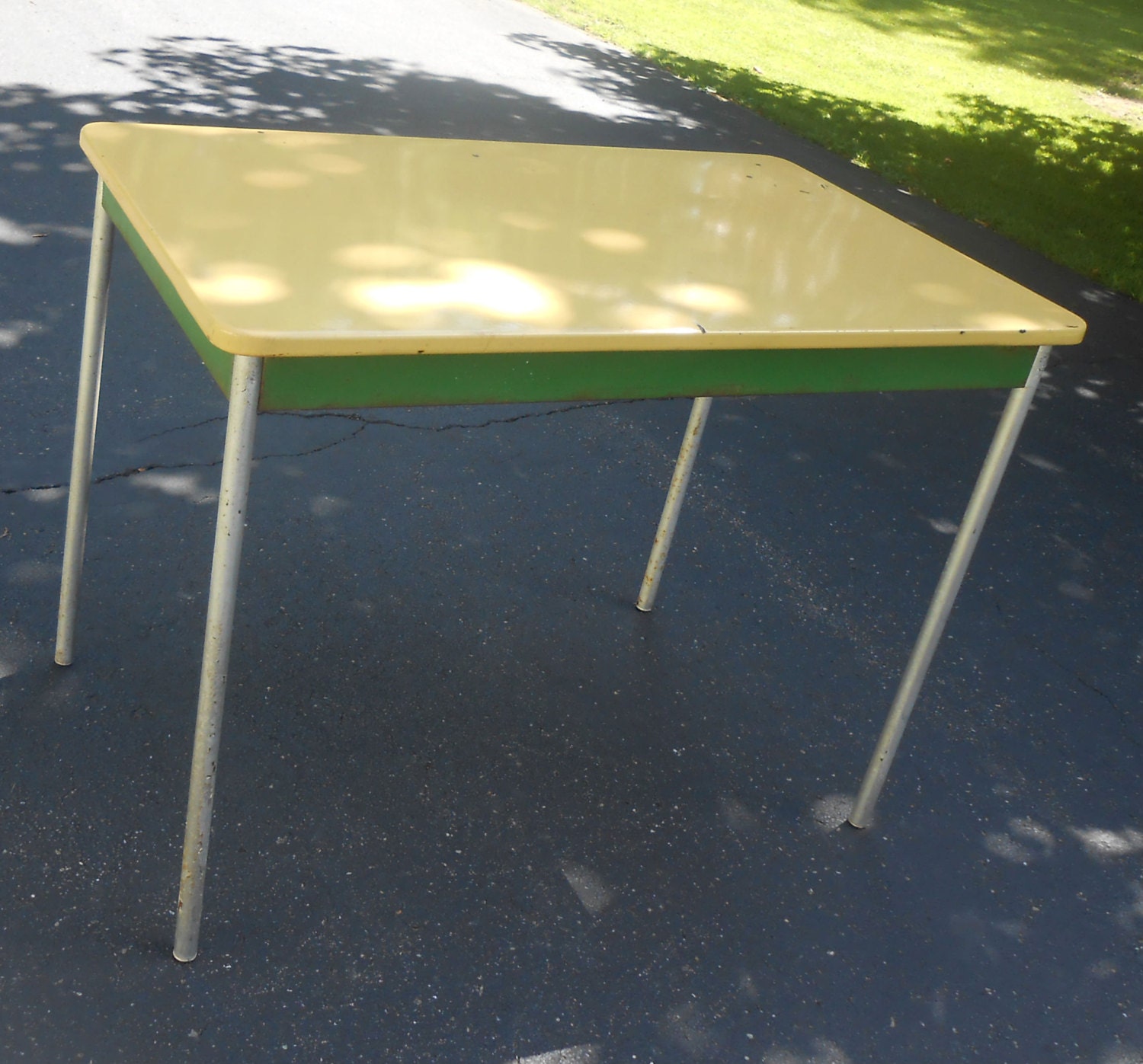 Antique Enamel Top Farmhouse Kitchen Table Removable Legs