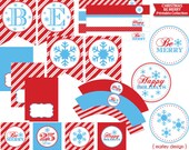 Be Merry Christmas Printable Party Decorations Instant Download Holiday Banner Buffet Labels Gift Tags Il_170x135