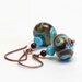 Turquoise and Brown Lampwork Glass Earrings - Antique Copper Earwires - Handmade Jewelry