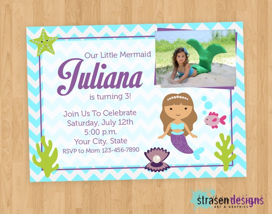 mermaid birthday invitations vistaprint Birthday Mermaid Printable DIY Invitation