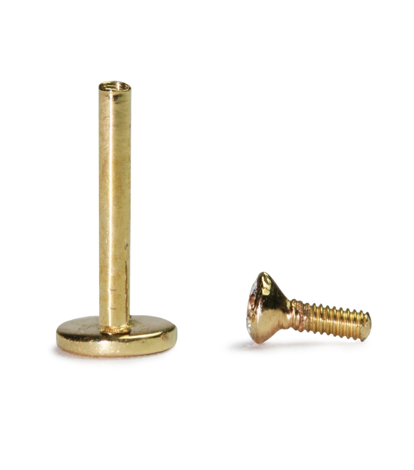 Internally Threaded Tube Stud with 3pt 2mm Diamond by bmgjewellery