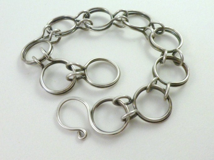 Silver Circle Link Bracelet Circle Link by Rockswithsilver