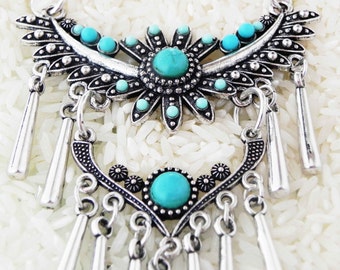 Aztec Eagle turquoise choker necklace southwestern tribal jewelry