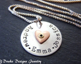 Sterling silver mommy necklace child name hand stamped mother necklace personalized mom birthday gift for mom