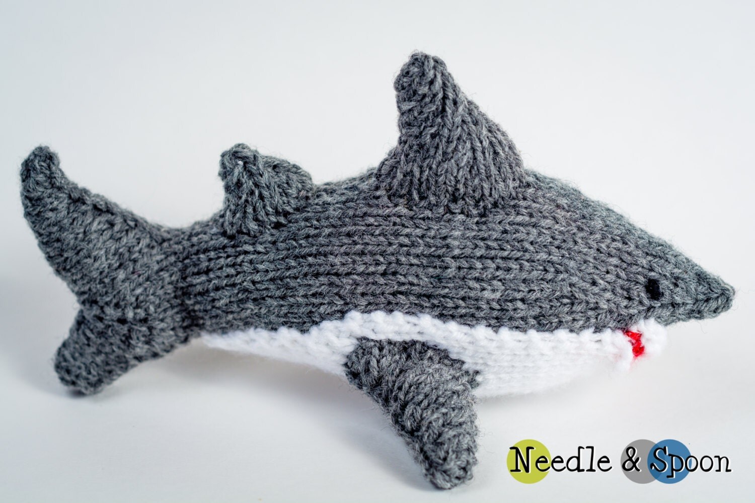 Hand knit gray shark plush shark softie kid toy by ...