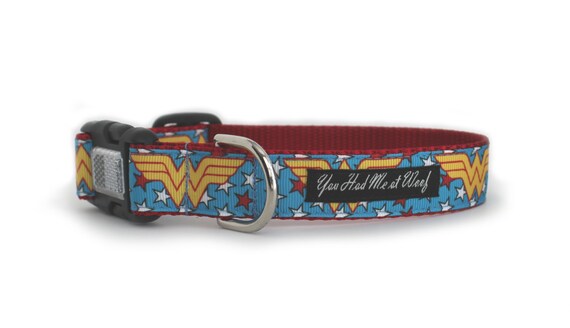 Wonder Woman Dog Collar, Superhero Dog Collar, 1 Inch - Wonder Woman