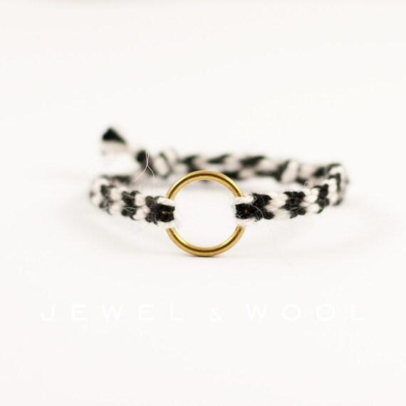 Gold eternity bracelet  Black white and gold karma bracelet  Gold ...