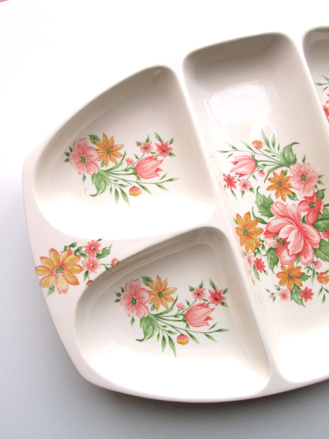 Vintage Serving Platter Tray Divided Tray Dining Plate Dish Ceramics