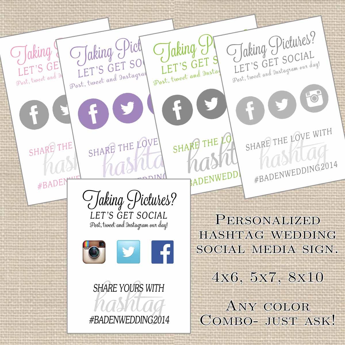 Wedding Hashtag Sign Printable // Social Media by PrimroseAndPark