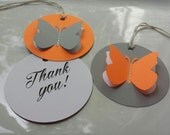 Gray & Orange 3D Butterfly Tags or Appliques - 12 Units