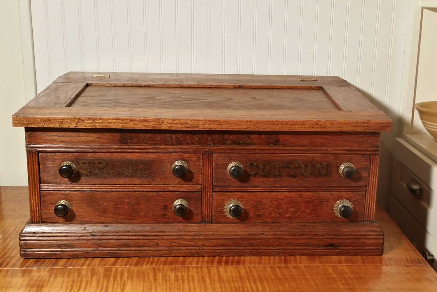 Antique Oak Spool Country Store Display Desk made by
