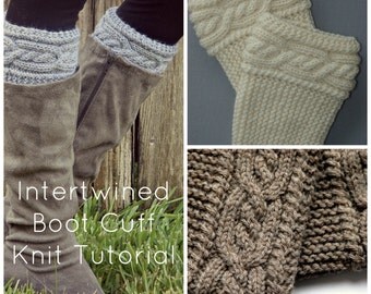 Intertwined Cable Boot Cuff knit Pattern Tutorial