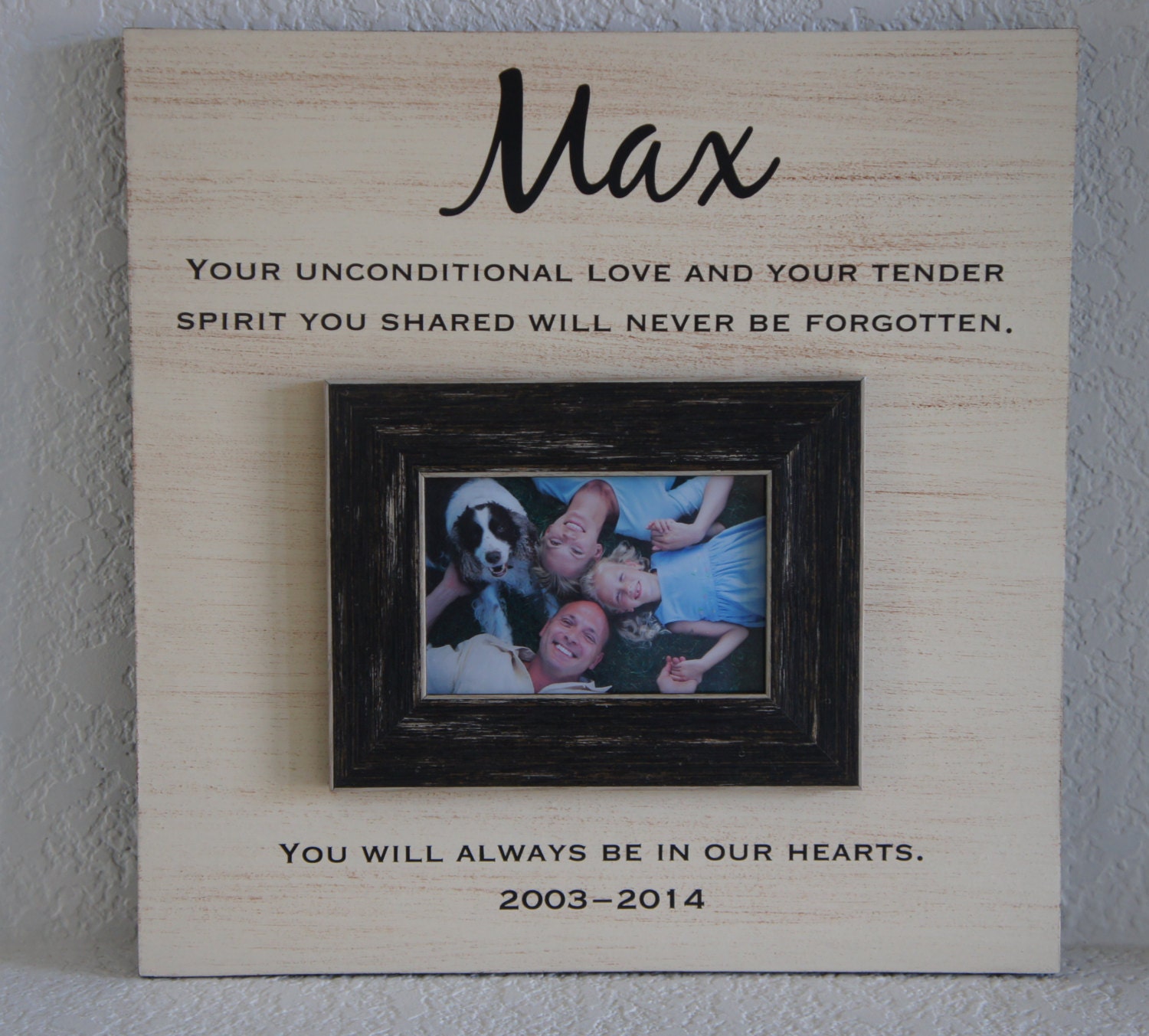 Personalized Pet Memorial with poem name and dates add photo