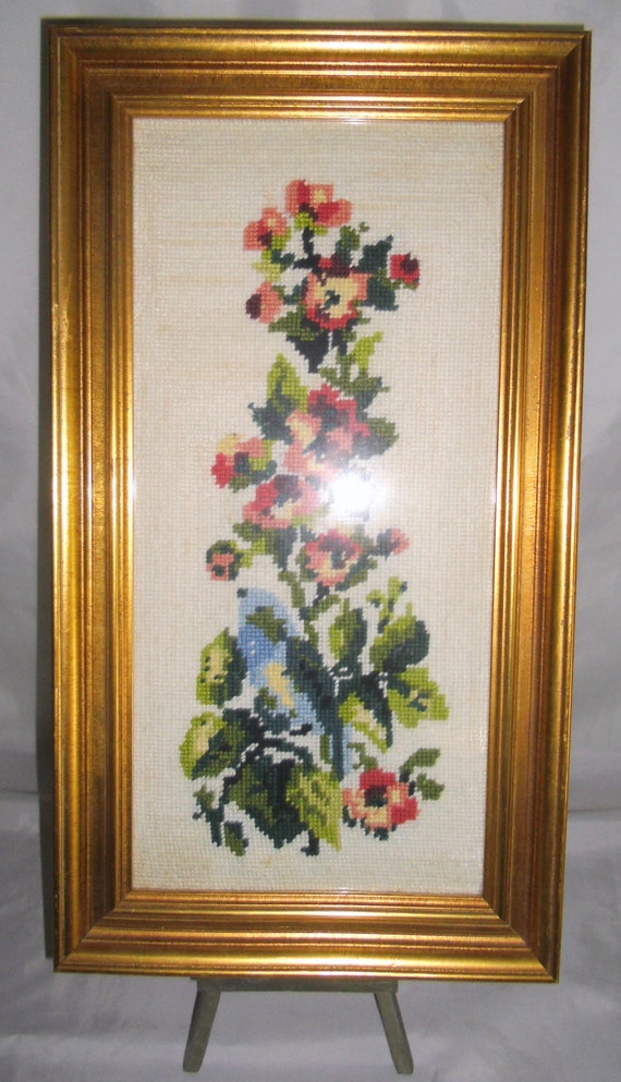 Vintage Needlepoint Framed Art Vintage Handmade Need Point