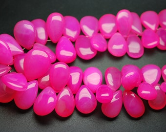7 Inches Strand -Pink Chalcedony Smooth Polished Pear Briolettes, Size 17-12mm Approx