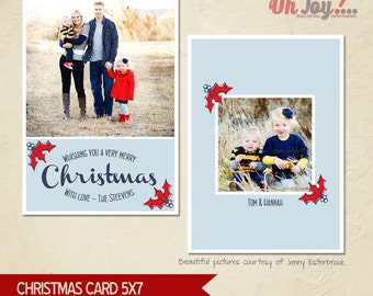 INSTANT DOWNLOAD Christmas card photoshop template by OhJoyShop