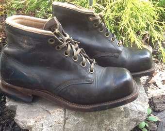 Sale!! Vintage Original Chippewa Boots Leather Lace Up Rare Square Toe Men's Boots