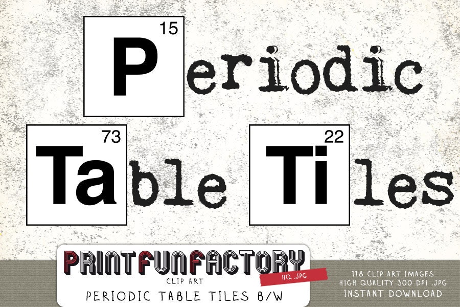 periodic table tiles black white clip art instant download print fun factory