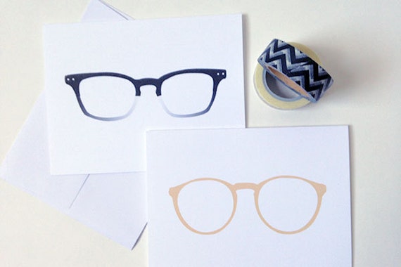 Hipster Eyeglasses Frames Blank Notecard