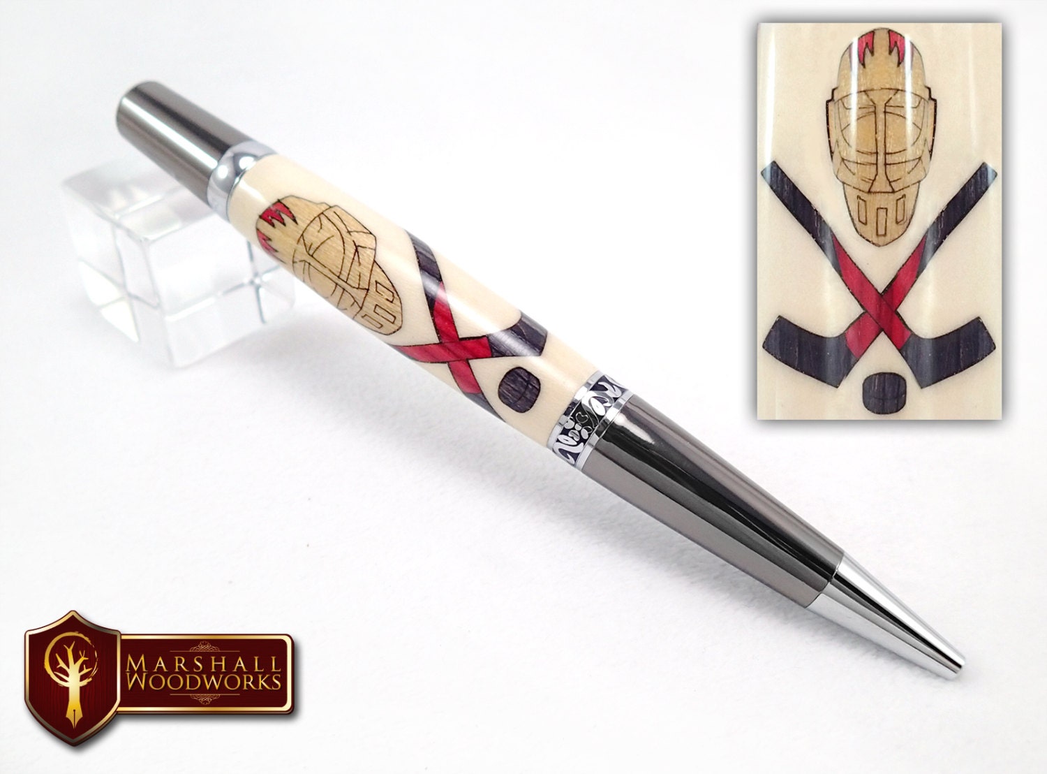 Handmade Wood Hockey Pen